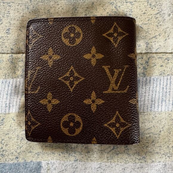 Louis Vuitton LV Brown Bifold Leather Monogram Vintage Men's Wallet - Picture 3 of 12